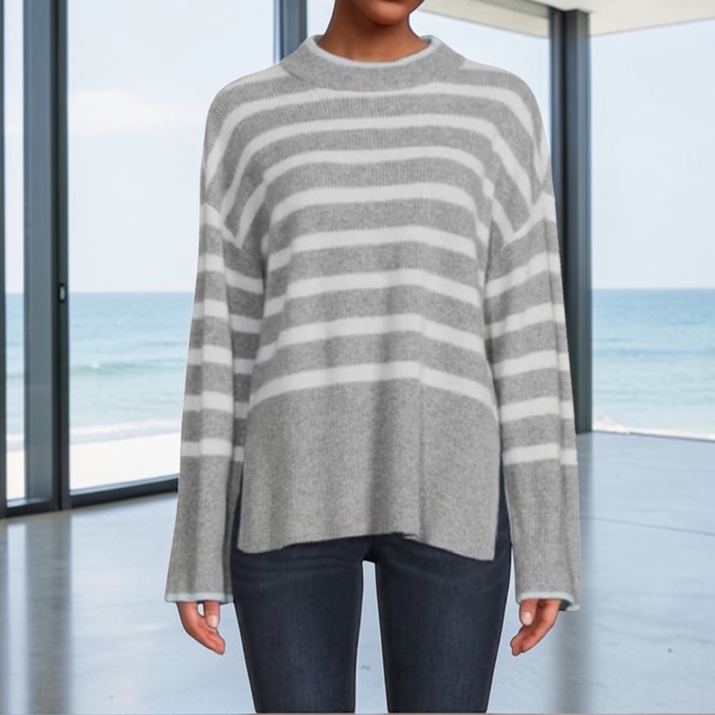 Saks Fifth Avenue Design History Oxford Combo 100% Cashmere Sweater Size Medium